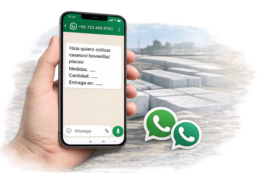 Cotización por WhatsApp de casetón de poliestireno, bovedilla, placas EPS y geofoam